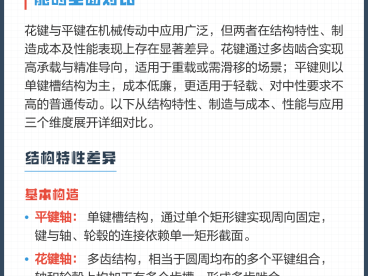 常见机械传动中“花键”优点突出，但为什么平键随处可见？